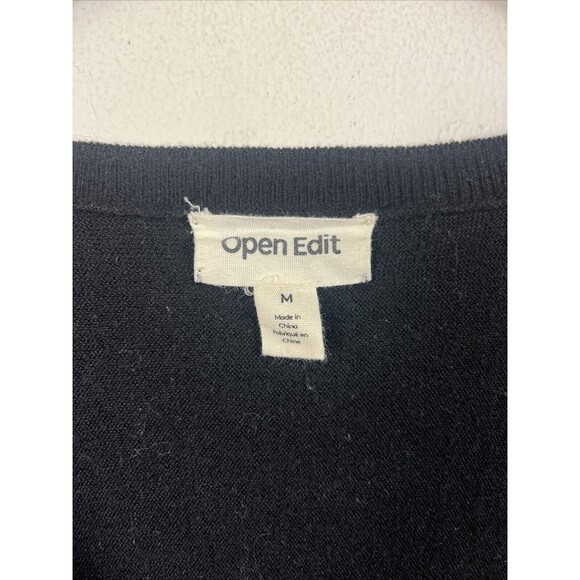 NORDSTROM OPEN EDIT Women’s V Neck Sweater Black Viscose Blend Size Medium - Picture 2 of 7